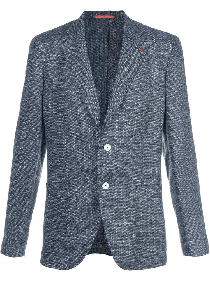 Isaia Classic Blazer, Men's, Size: 56, Blue, Cupro/wool/silk/linen/flax