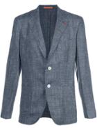 Isaia Classic Blazer, Men's, Size: 56, Blue, Cupro/wool/silk/linen/flax