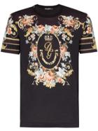Dolce & Gabbana Floral Wreath Logo Print T-shirt - Black