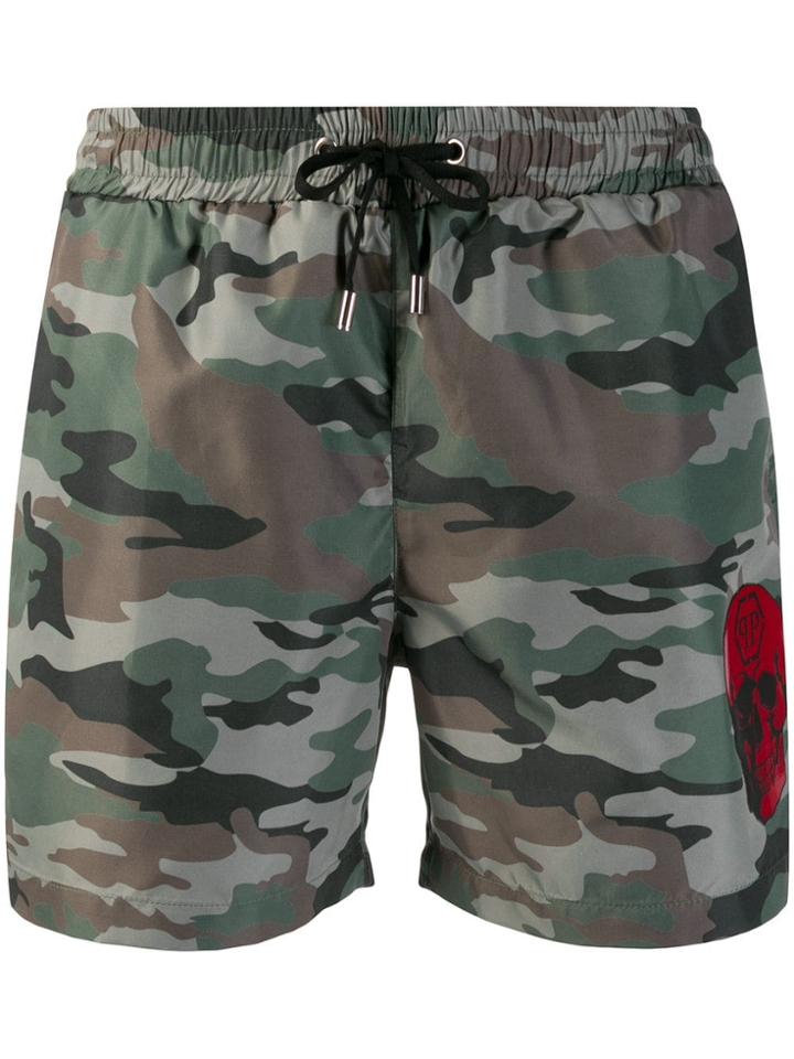 Philipp Plein Camouflage Swim Shorts - Green
