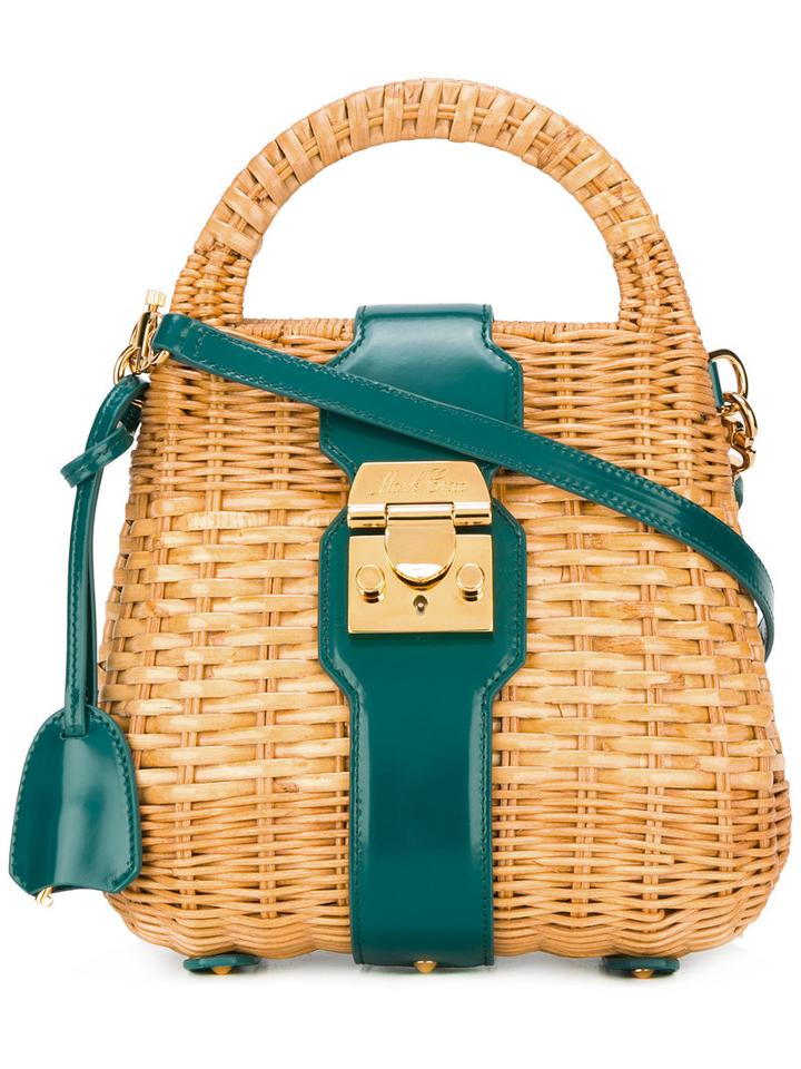 Mark Cross Mini Manray Satchel, Women's, Nude/neutrals, Leather/straw