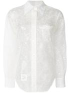 Thom Browne Oversized Long Sleeve Button Down Point Collar Shirt In