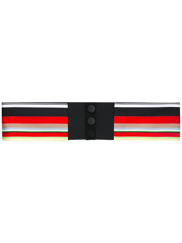 Diane Von Furstenberg - Striped Button Belt - Women - Silk/polyester - One Size, Black, Silk/polyester