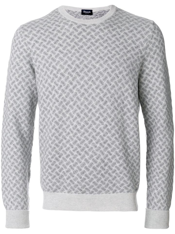 Drumohr Weave Patterned Jumper - Grey