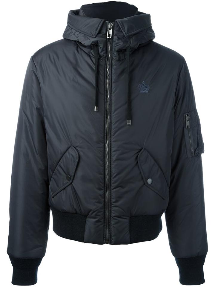 Dolce & Gabbana Padded Bomber Jacket, Men's, Size: 48, Grey, Polyamide/polyester