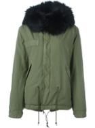 Mr & Mrs Italy Raccoon Fur Trim Jacket, Women's, Size: Small, Green, Cotton/racoon Fur/polyester