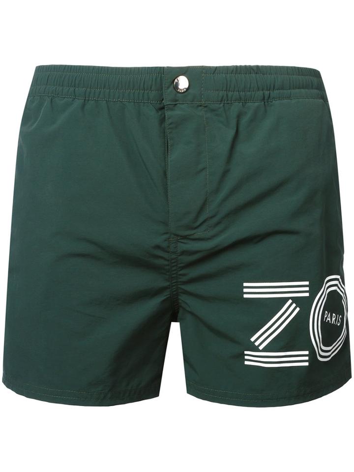 Kenzo - Logo Print Swim Shorts - Men - Nylon/polyester - L, Green, Nylon/polyester