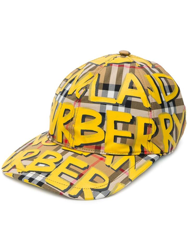 Burberry Graffiti Print Baseball Cap - Yellow & Orange