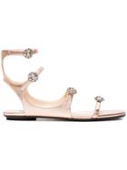 Jimmy Choo Metallic Rose Gold Naia Leather Sandals