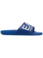 Ea7 Emporio Armani Logo Print Pool Slides - Blue