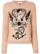 Valentino - Tattoo Embroidered Top - Women - Cashmere/virgin Wool - M, Nude/neutrals, Cashmere/virgin Wool