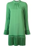 No21 Pleated Detail Shift Dress, Women's, Size: 44, Green, Spandex/elastane/viscose