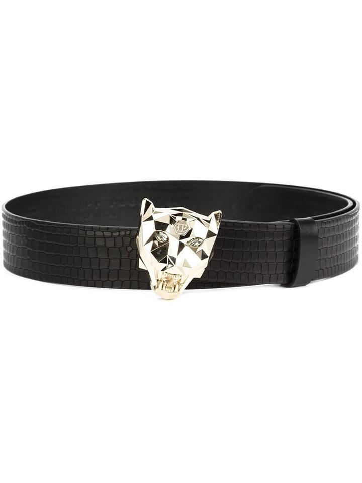 Philipp Plein 'only' Belt, Men's, Size: 105, Black, Calf Leather