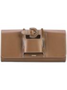 Perrin Paris Front Buckle Clutch Bag - Brown