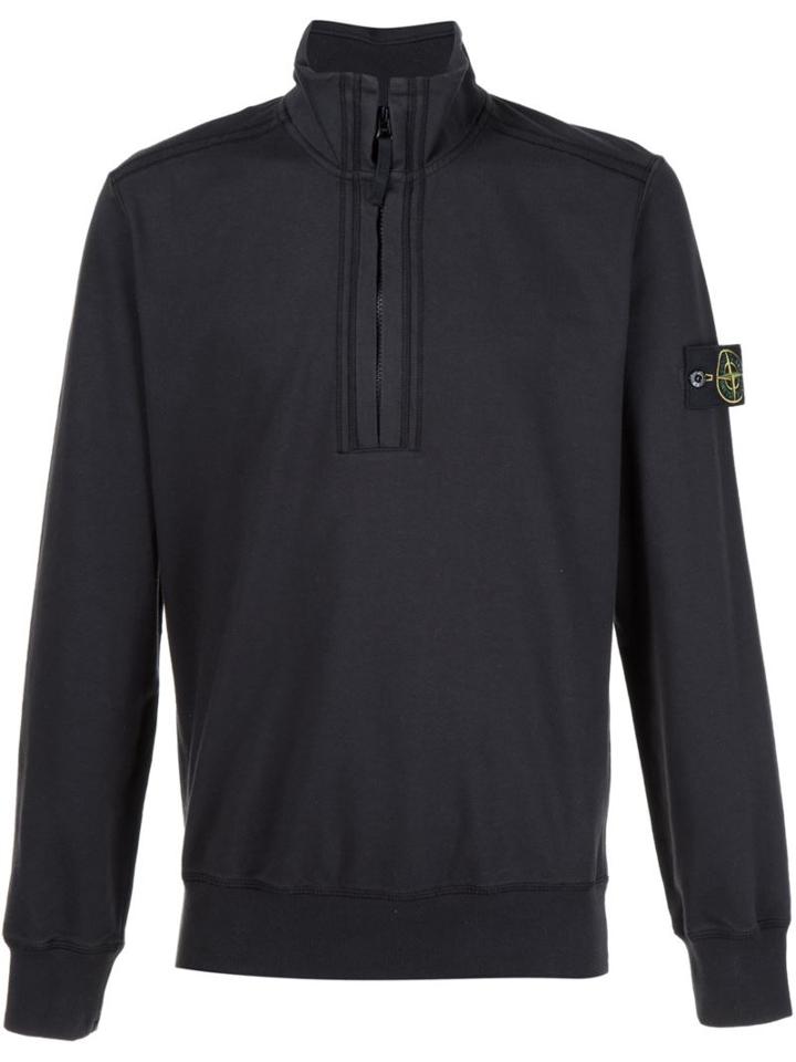Stone Island Standing Collar Jacket, Men's, Size: M, Black, Spandex/elastane/cotton