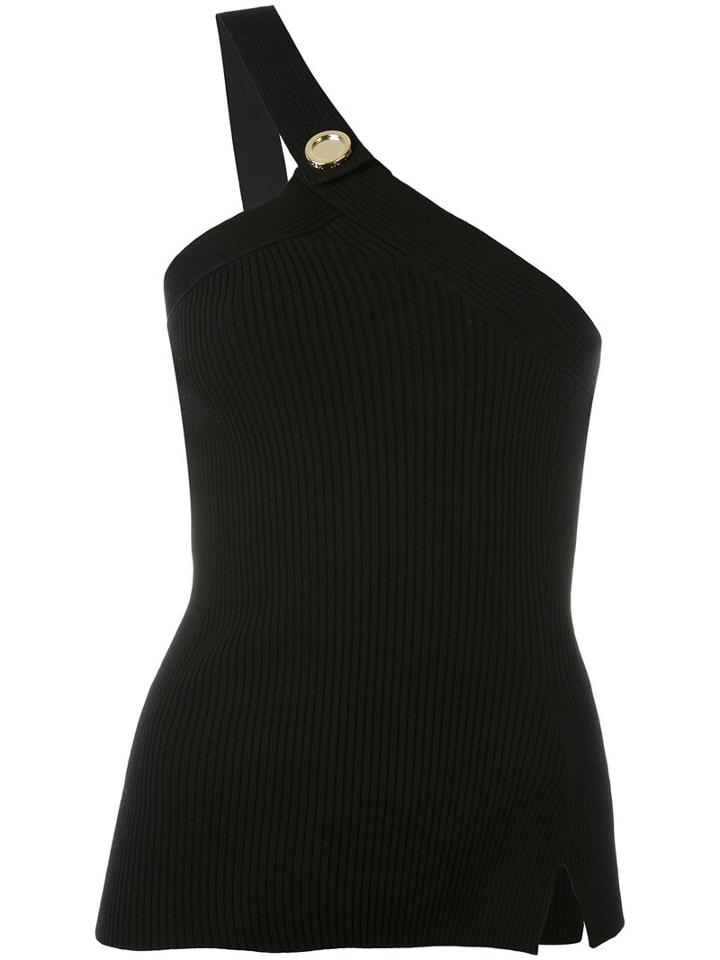 Each X Other - Ribbed Knit One Shoulder Top - Women - Cotton/spandex/elastane - M, Black, Cotton/spandex/elastane
