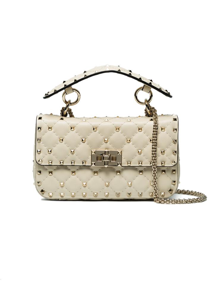 Valentino Nude Rockstud Quilted Shoulder Bag - Nude & Neutrals