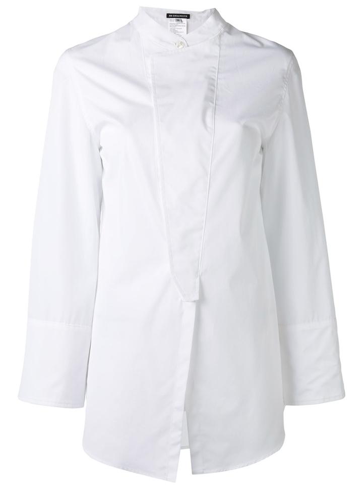 Ann Demeulemeester Concealed Button Bib Shirt, Women's, Size: 40, White, Cotton