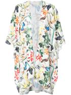 Nicole Miller Butterfly Print Kimono Jacket - White
