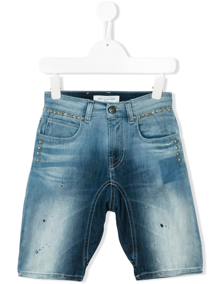 John Galliano Kids - Studded Denim Shorts - Kids - Cotton/polyester/spandex/elastane/rayon - 10 Yrs, Blue
