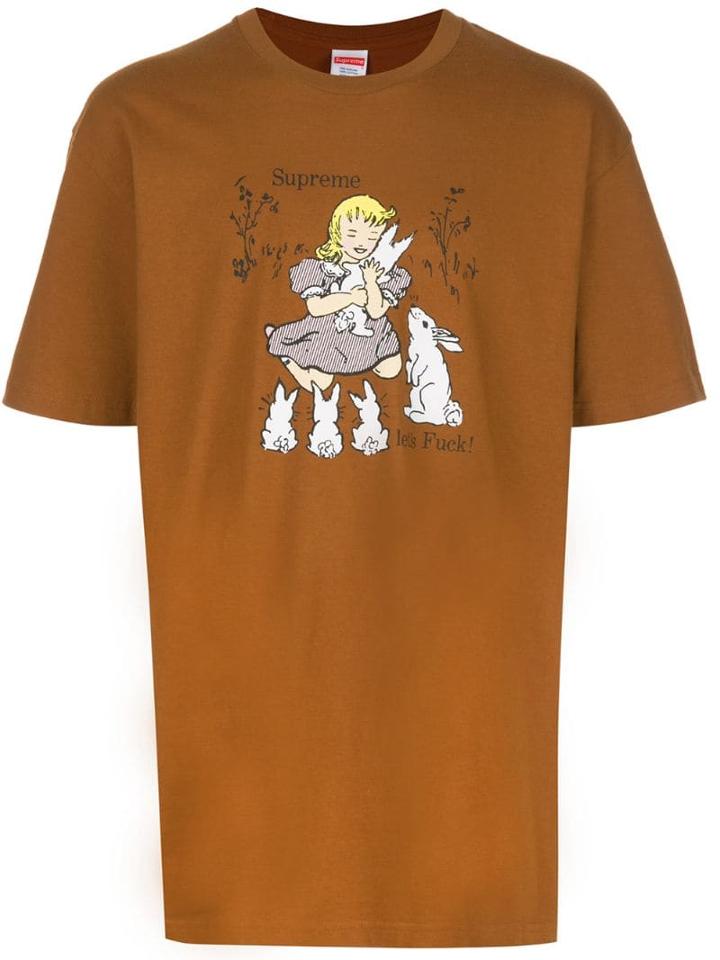 Supreme Print Detail T-shirt - Brown