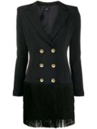 Elisabetta Franchi Coat Dress With Fringes - Black