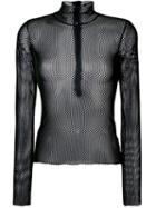 Mm6 Maison Margiela Turtleneck Mesh T-shirt, Women's, Size: Small, Green, Polyamide/spandex/elastane