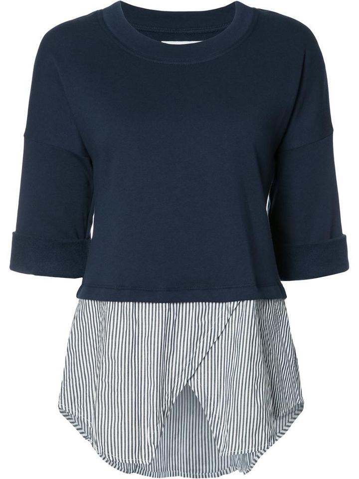 Derek Lam 10 Crosby Striped Layered Sweatshirt, Women's, Size: Small, Blue, Cotton