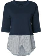 Derek Lam 10 Crosby Striped Layered Sweatshirt, Women's, Size: Small, Blue, Cotton
