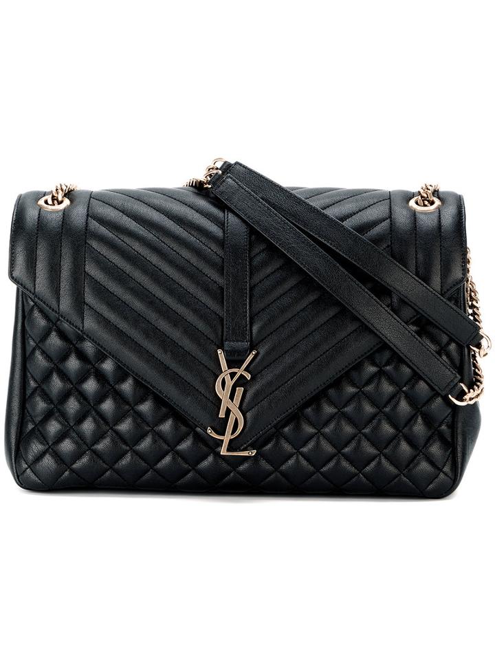 Saint Laurent - Monogram Envelope Satchel - Women - Calf Leather - One Size, Black, Calf Leather