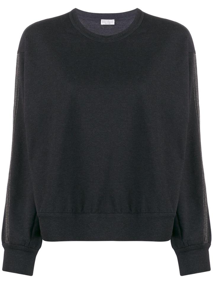 Brunello Cucinelli Embellished Striped Sweatshirt - Grey