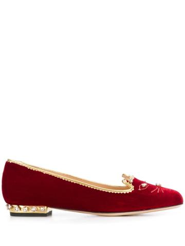 Charlotte Olympia Kitty Ballerina Shoes - Red