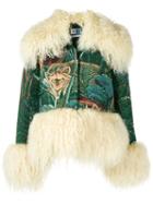 Kenzo Fur Trim Embroidered Jacket - Green