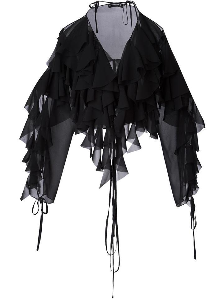 Y / Project Ruffle Top, Women's, Size: 36, Black, Silk