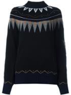 Sacai Fair Isle Knitted Top, Women's, Size: 2, Black, Cotton/polyester/wool