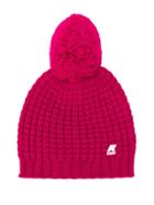 K Way Kids Teen Logo Patch Knit Beanie - Pink