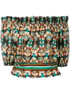 Jucca - Off-shoulders Floral Cropped Top - Women - Cotton - 44, Cotton