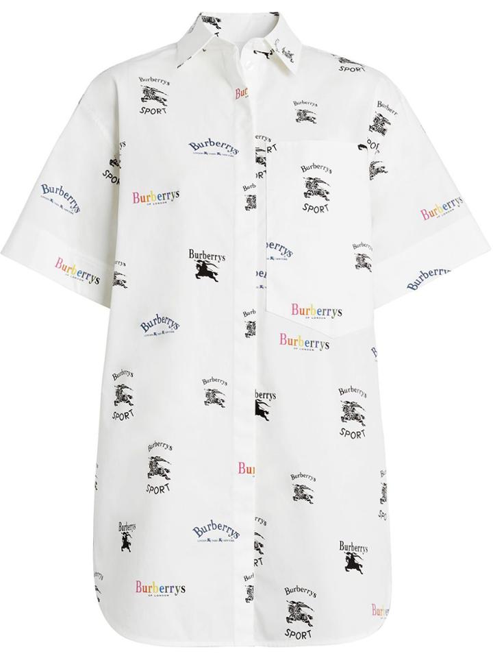 Burberry Short-sleeve Archive Logo Print Shirt - White