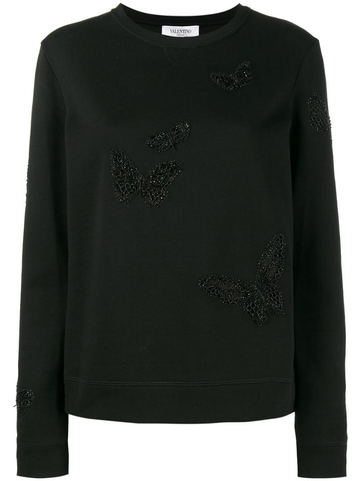 Valentino Beaded Butterfly Sweatshirt - Black