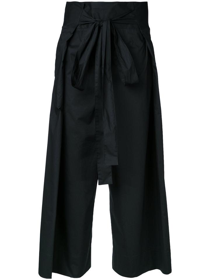 Demoo Parkchoonmoo Paperbag Waist Cropped Pants, Women's, Size: 36, Black, Cotton/polyurethane