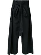 Demoo Parkchoonmoo Paperbag Waist Cropped Pants, Women's, Size: 36, Black, Cotton/polyurethane