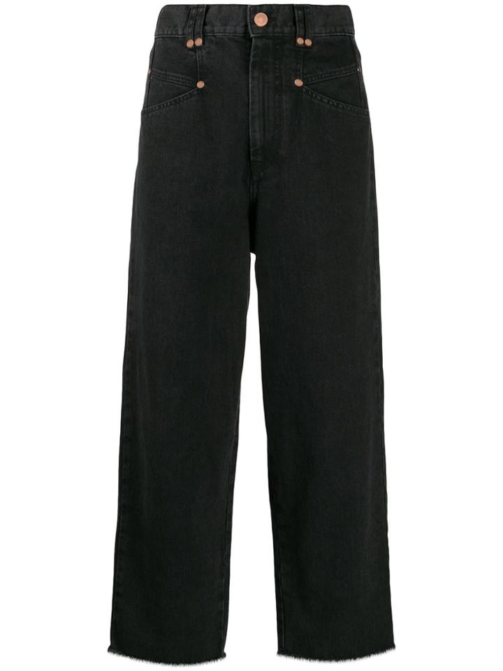 Isabel Marant Cropped Wide-leg Jeans - Black