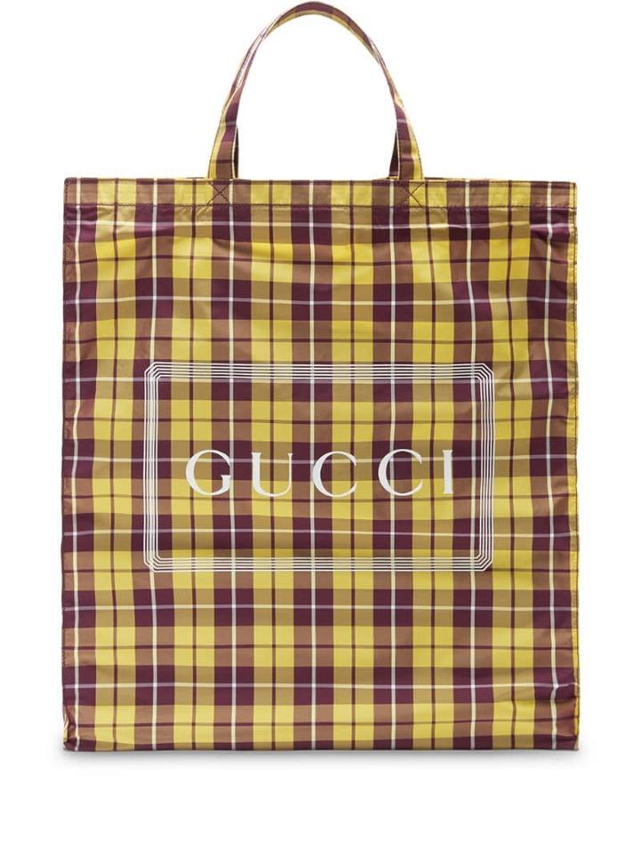 Gucci Medium Gucci Print Check Tote - Yellow