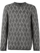 Giorgio Armani Diamond Print Jumper, Men's, Size: 46, Grey, Acrylic/polyamide/polyester/alpaca
