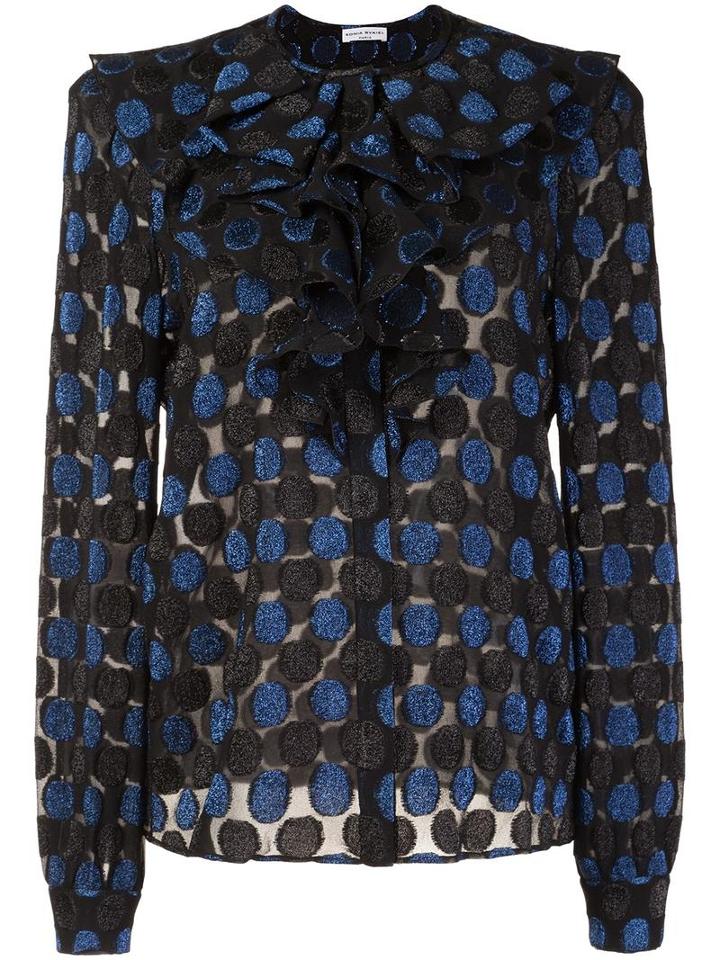 Sonia Rykiel Polka Dot Semi-sheer Blouse, Women's, Size: 38, Black, Silk/polyester