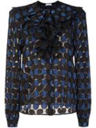Sonia Rykiel Polka Dot Semi-sheer Blouse, Women's, Size: 38, Black, Silk/polyester
