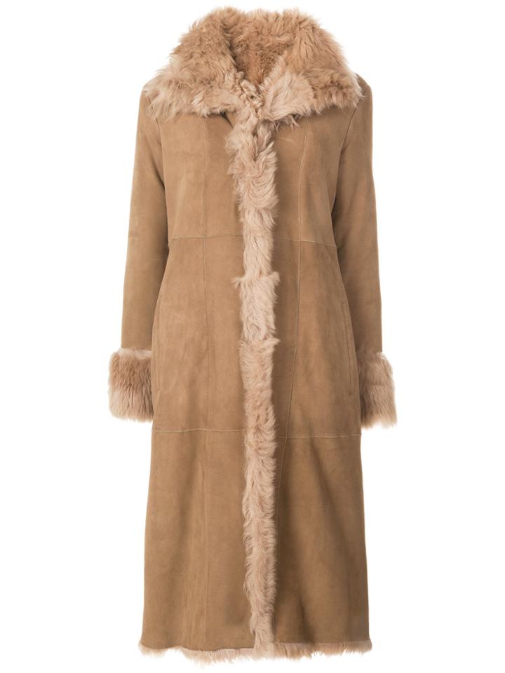Drome Fur-trim Coat - Brown