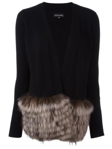 Izaak Azanei Ombre Raccoon Fur Trim Cardigan, Women's, Size: S/m, Black, Cashmere/wool/racoon Fur