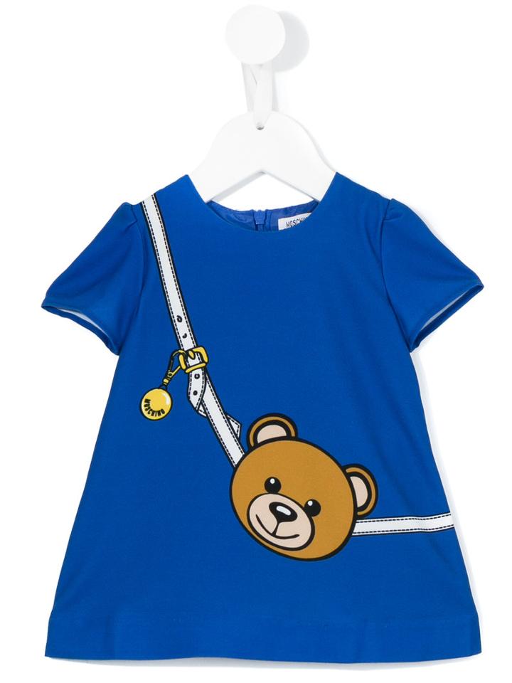 Moschino Kids - Teddy Bear Print Dress - Kids - Polyester/spandex/elastane - 36 Mth, Blue