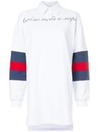 Natasha Zinko Striped-sleeve Long Polo Top - White
